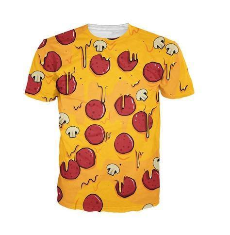 Cheesy Pizza Print T-Shirt