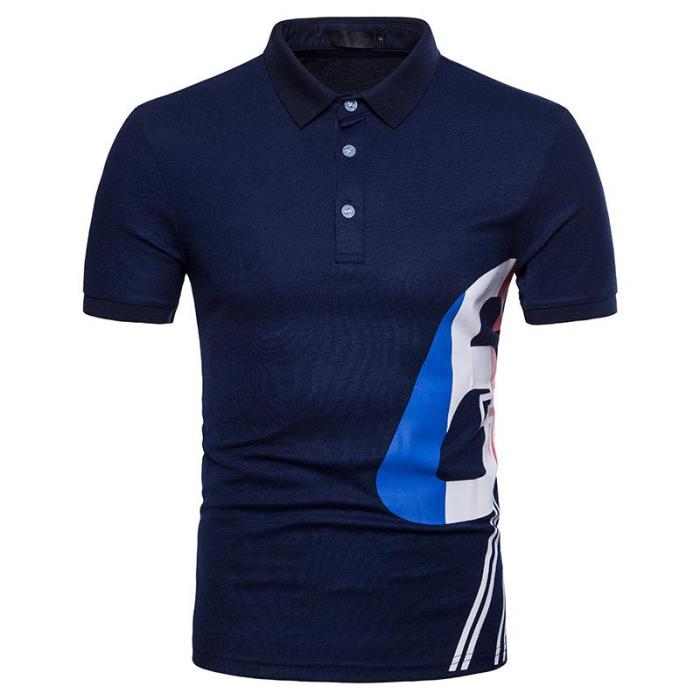 Men'S Print Digital  O-Neck Polo Shirt Tops