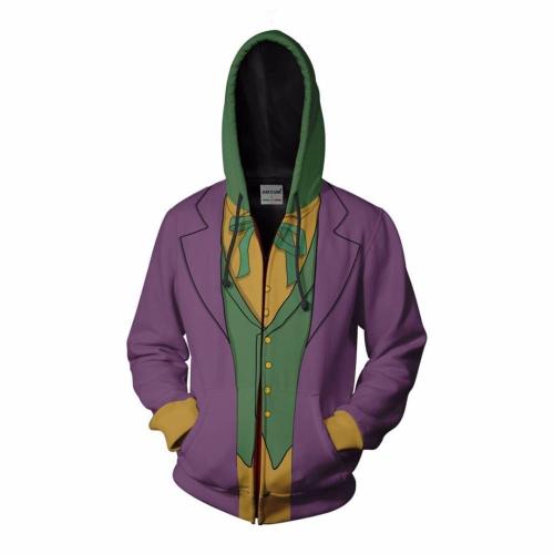 Batman Movie The Joker Joseph Kerr Purple Cosplay Unisex 3D Printed Hoodie Sweatshirt Jacket With Zipper