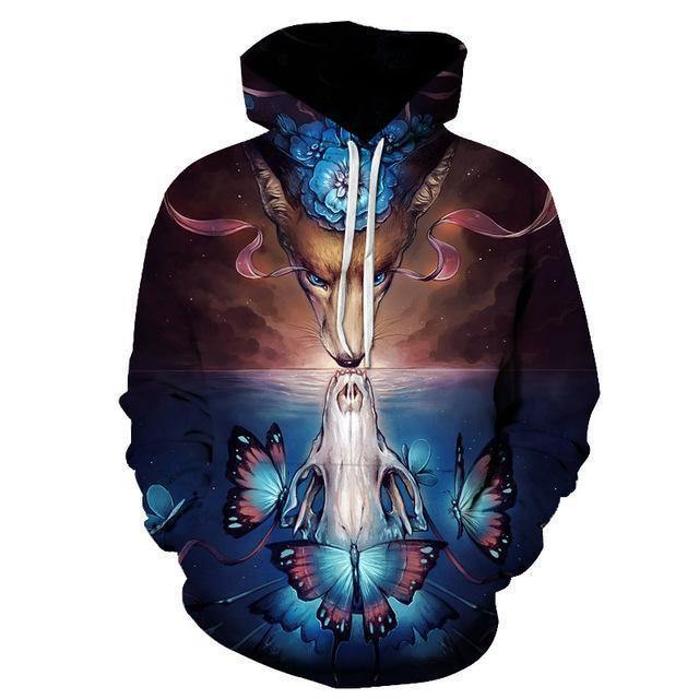 Dragon Fox Reflection 3D Sweatshirt Hoodie Pullover