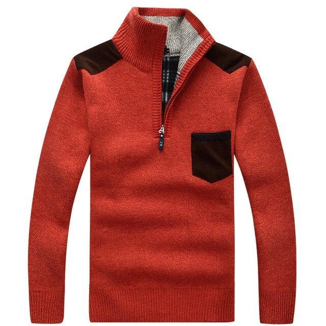 Mens Pullover Knitted Sweater Wool Fleece Cardigan