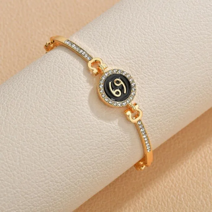 Rhinestone Adorned Personalized Zodiac Signs Charm Bracelet