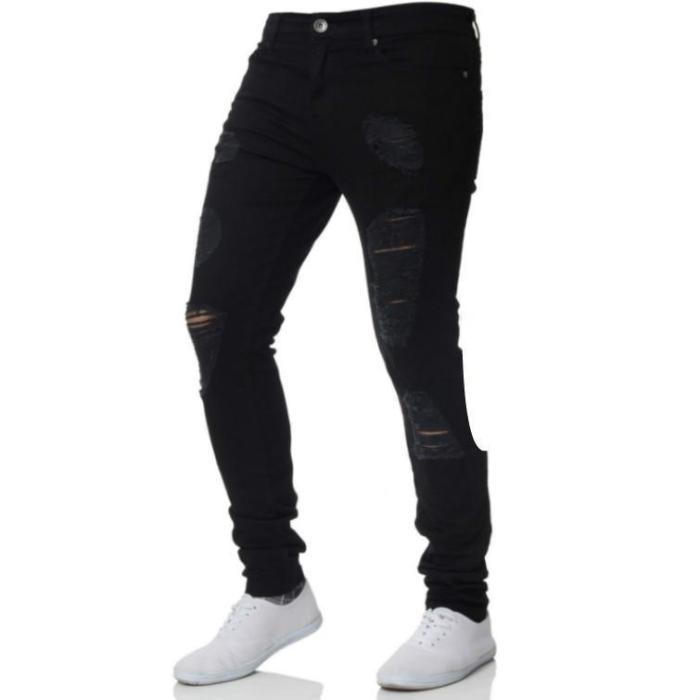 Skinny Ripped Holes Pencil Jeans For Men