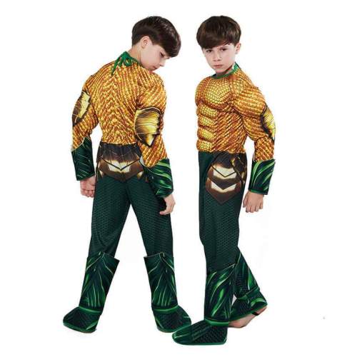 Kids Boys Aquaman Arthur Curry Jumpsuit Bodysuit Cosplay Costume