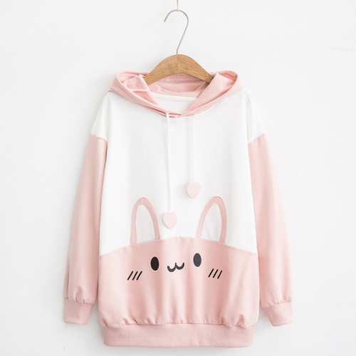Rabbit Print Hoodie Sweatshirt