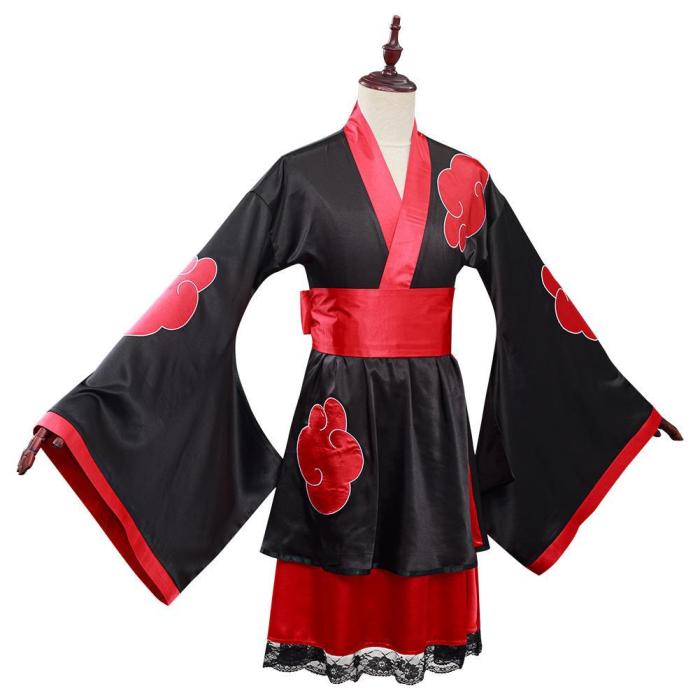 Naruto Akatsuki Kimono Dress Outfits Halloween Carnival Suit Cosplay Costume