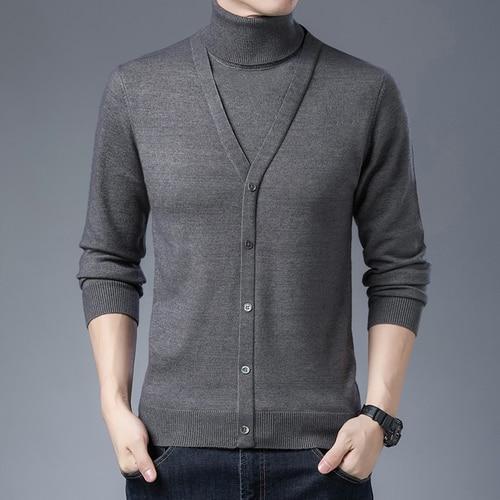 Men Twinset Casual Business Style Turtleneck Sweater