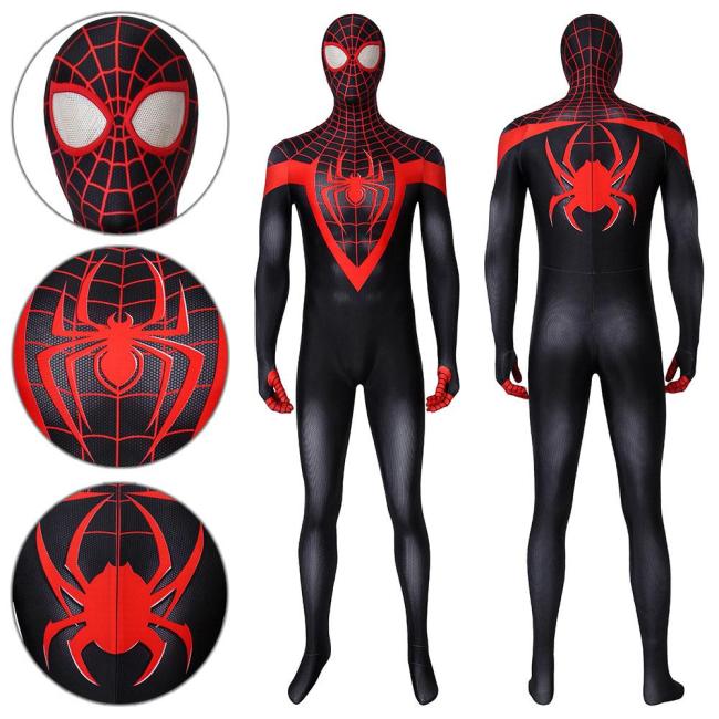 Spider-Man Miles Morales Ultimate Spider-Man Miles Morales Jumpsuit Cosplay Costume -