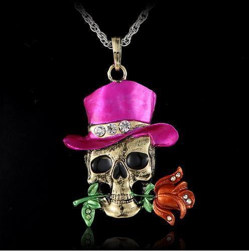 Mr. Skull Rose Pendant Necklace