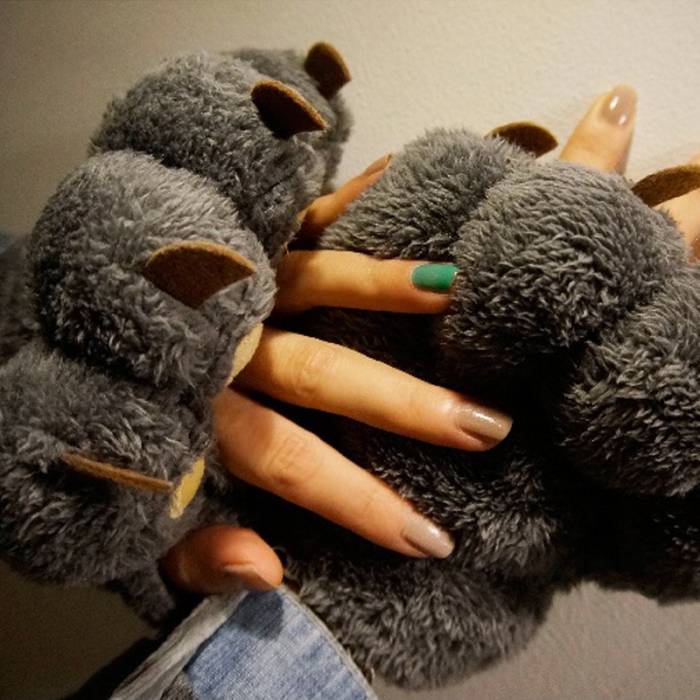 Bear Claw Plush Warm Gloves
