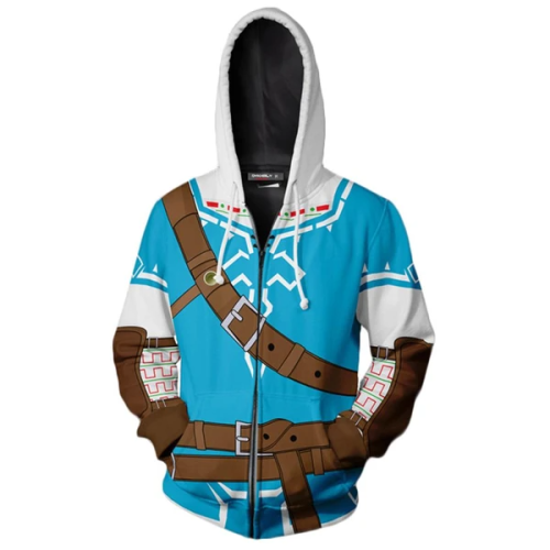 Unisex Link Hoodies The Legend Of Zelda Zip Up 3D Print Jacket Sweatshirt