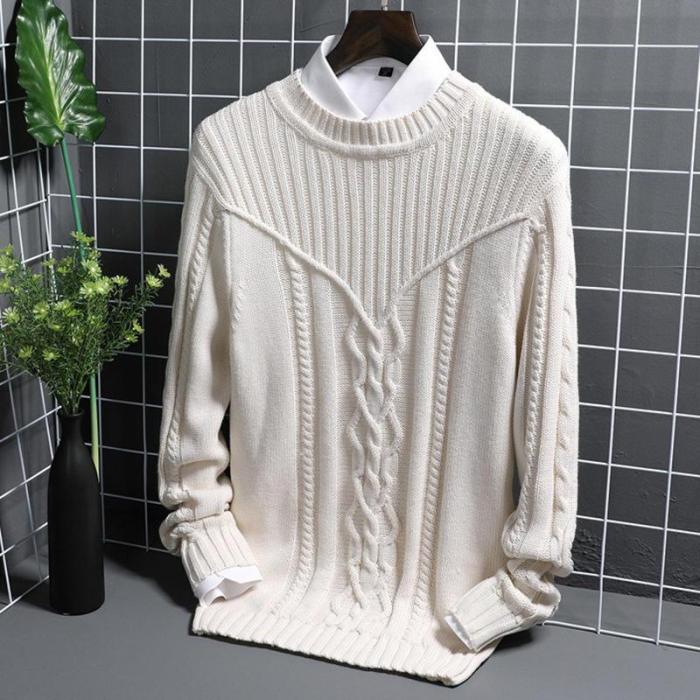Manswears Casual High Collar Long Sleeve Solid Color Slim Fit Sweaters
