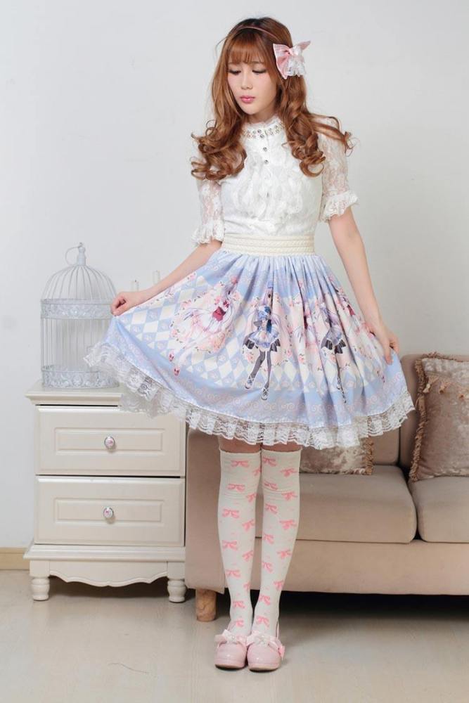 Milky Anime Print Skirt