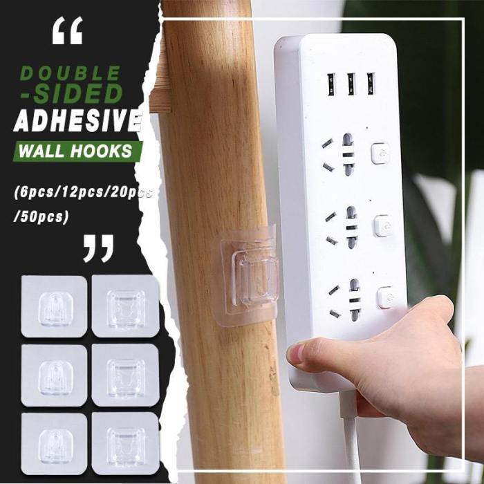 Reusable Double Sided Self-Adhesive Wall Hooks