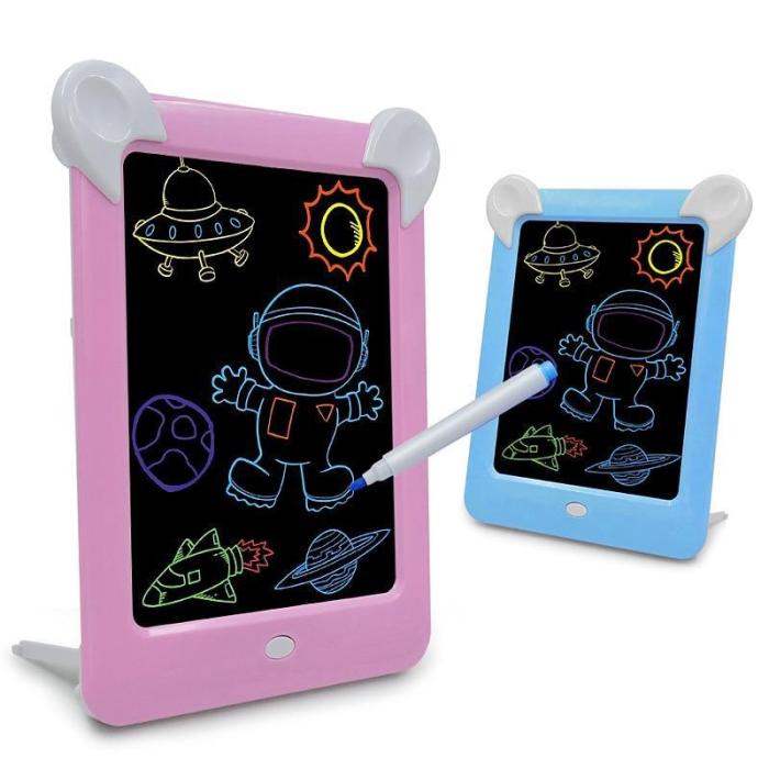 3D Magic Drawing Board Led Cartoons Luminous Graffiti Painting Copy Pad Learning Early Educational Toys Gifts For Children Kids