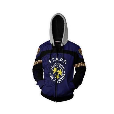 Resident Evil Game Raccoon Police Department Rpd Blue Cosplay Unisex 3D Printed Hoodie Sweatshirt Jacket With Zipper