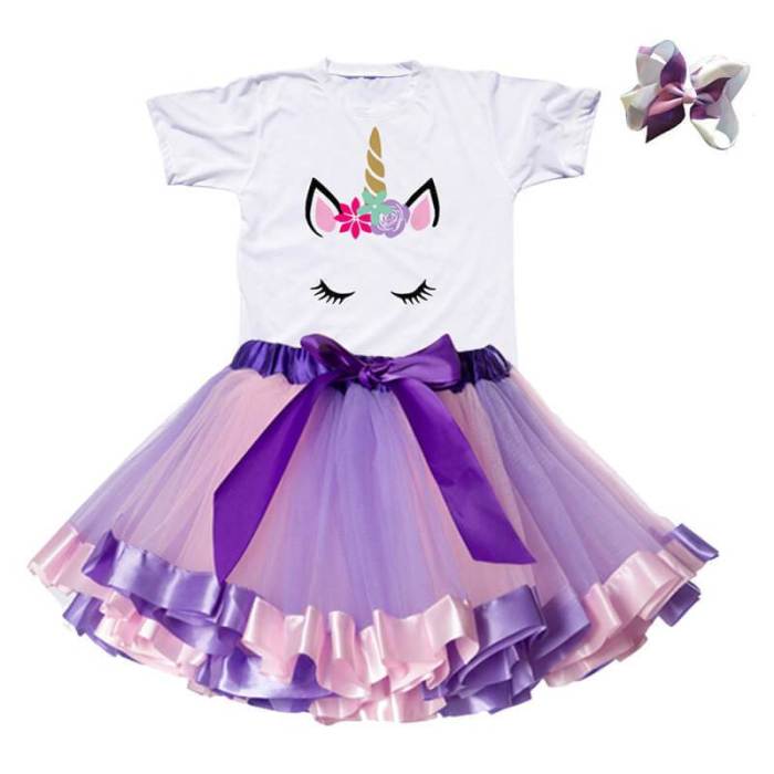 Kids Girls Summer Princess Unicorn Tutu Dress Cosplay Costume