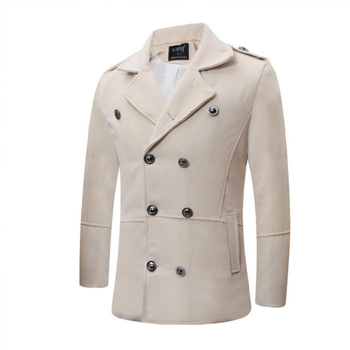 Men Trench Double Breasted Overcoat For Autumn Winter