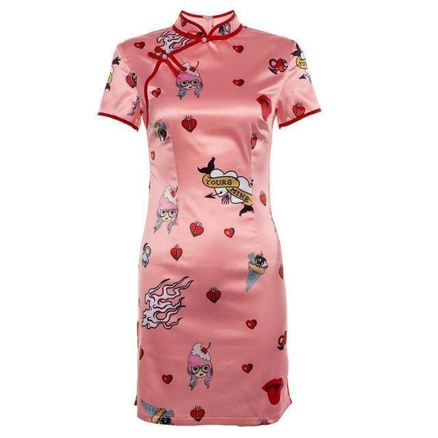 Pink Cheongsam Dress