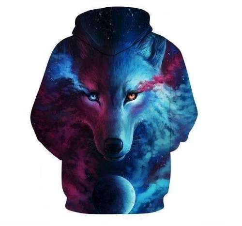 Men'S  Fashion Casual Wolf  Hoodies Clothing