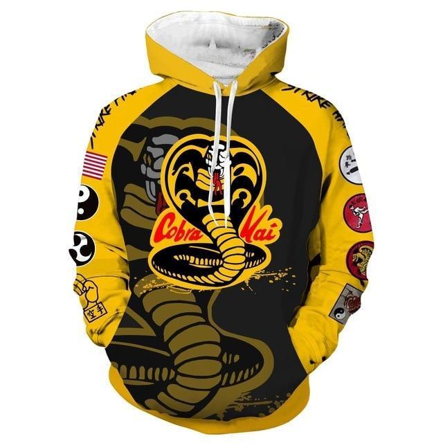 Movie Cobra Kai Hoodies Cosplay Costume Karate Kid Jackets Cosplay 3D Printing Zipper Hoodies Sweatshirts Men Women Sports Coat