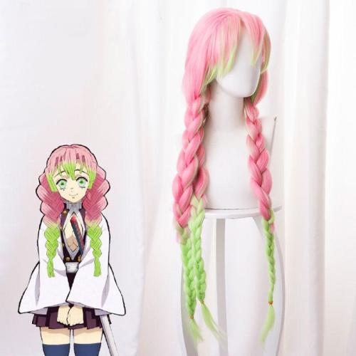 Demon Slayer: Kimetsu No Yaiba Kanroji Mitsuri Pink Green Cosplay Wig