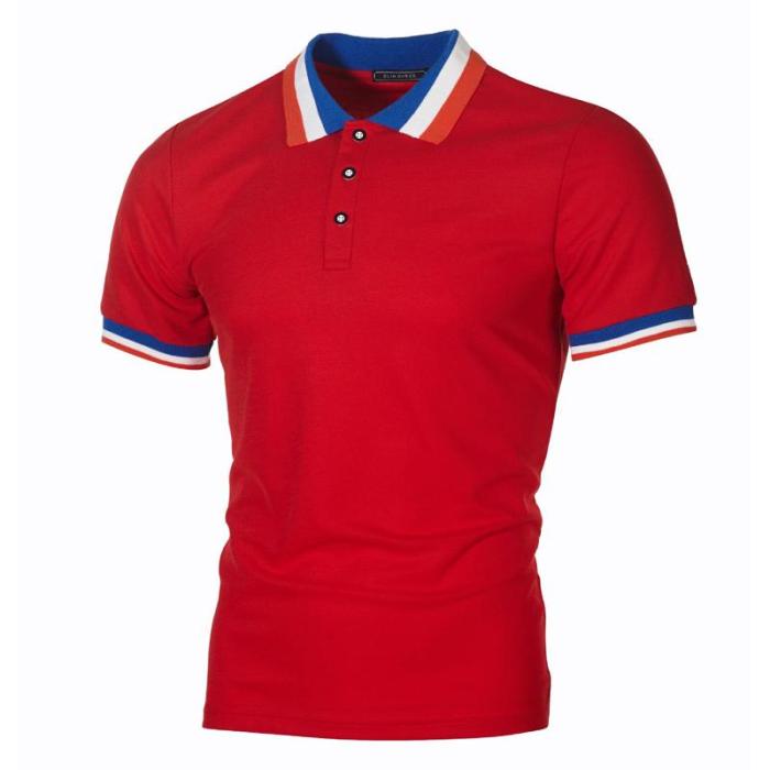 Men'S Solid Colored Casual Breathable Comfortable Collar Polo