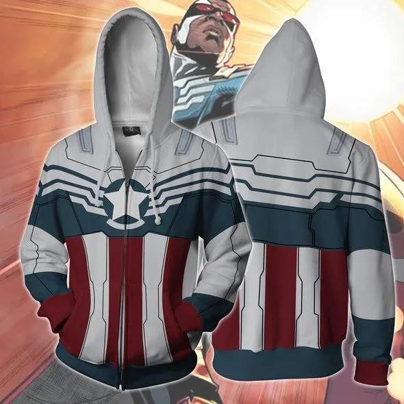 Captain America Movie Style 5 Cosplay Unisex 3D Printed Hoodie Sweatshirt Jacket With Zipper