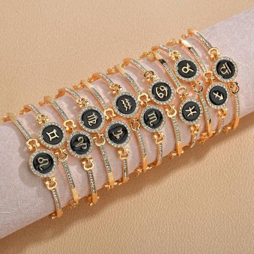 Rhinestone Adorned Personalized Zodiac Signs Charm Bracelet