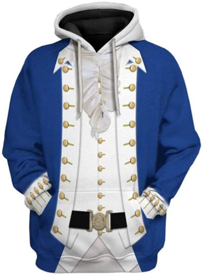 Alexander Hamilton 3 Historical Figure Blue White Unisex 3D Printed Hoodie Pullover Sweatshirt