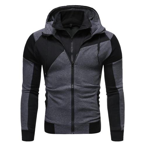 Double-Zipper Hoodie Cardigan For Men