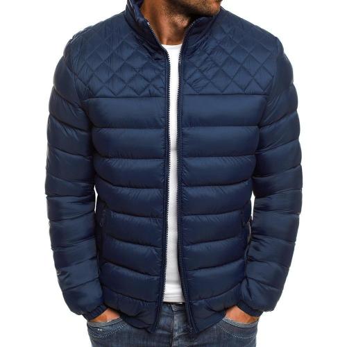 Men'S Stand Collar Solid Color Down Jacket