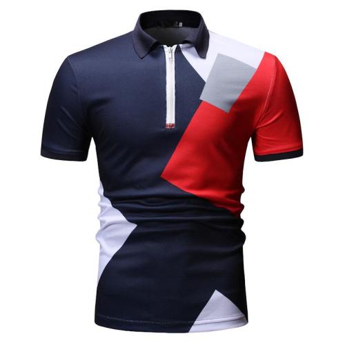 Men'S Casual Splice Fashion Solid Color Polo