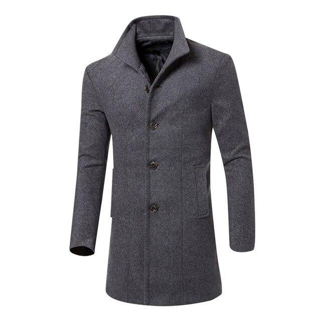 Autumn Winter Woolen Blend Trench Long Overcoat