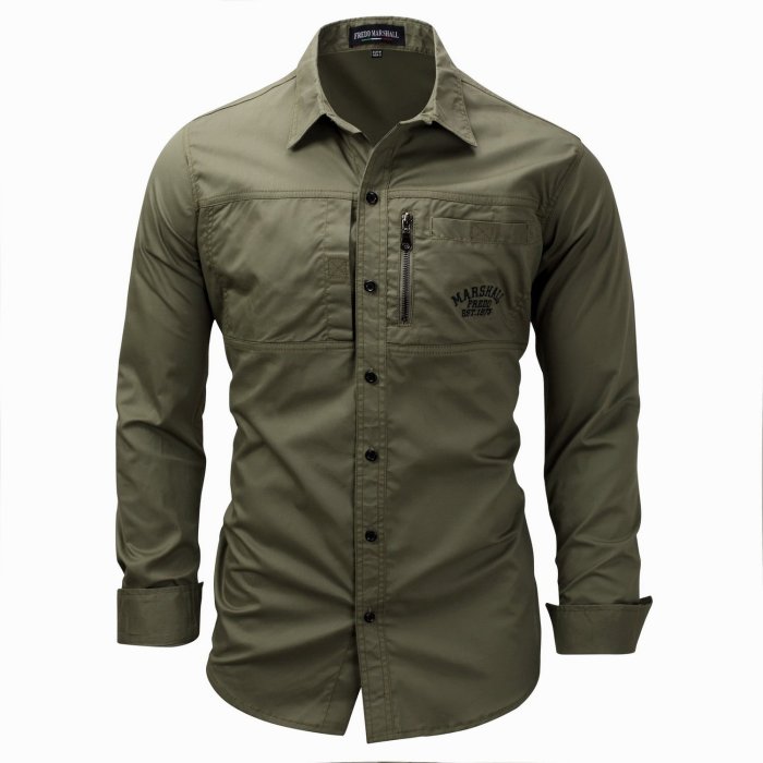 Men'S Casual Zipper Outdoor Business Shirt