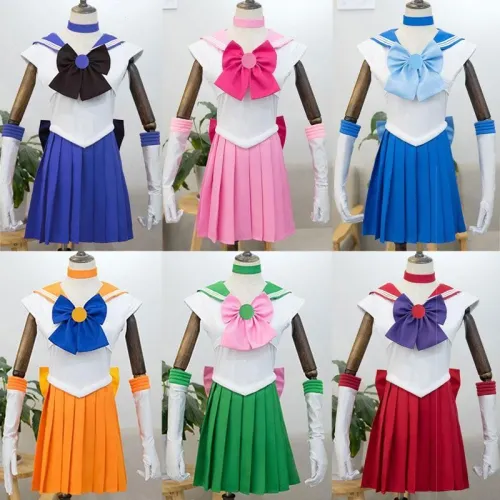 Sailor Moon Aru Tomoe Michiru Kaiou Meiou Setsuna Sailor Pluto Chibiusa Tsukino Sailor Chibi Moon Makoto Kino Sailor Jupiter Haruka Tenoh Sailor Uranus Mizuno Ami Sailor Mercury Rei Hino Sailor Mars Minako Aino Sailor Venus Halloween Cosplay Costume