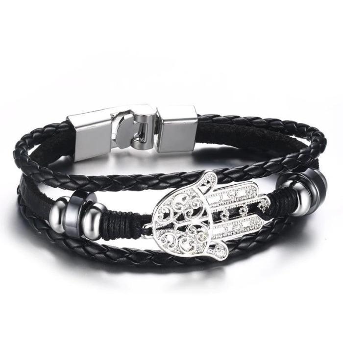 Multilayer Braided Rope With Vintage Charm Bracelet