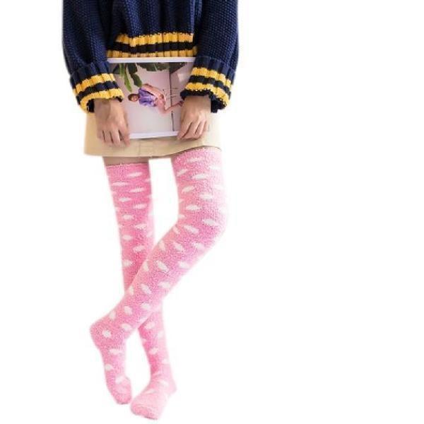 Fuzzy Striped Thigh Highs
