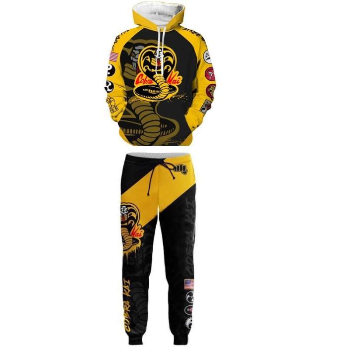 Movie Cobra Kai Cosplay Costume Karate 3D Printing Hoodie Pant