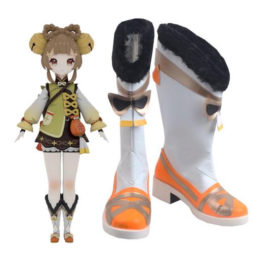 Genshin Impact Yaoyao White Orange Shoes Cosplay Boots