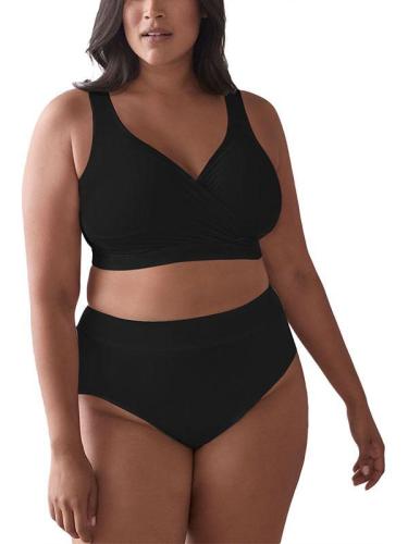 Plus Size High Waisted Bikini Solid Color Swimsuits For Women