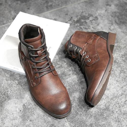 Large Size Men  Leather Slip Resistant Casual Boots