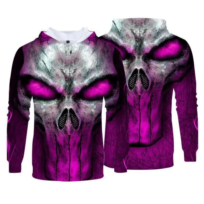 Men Fashion 3D Printing Skull Pattern Hoodies