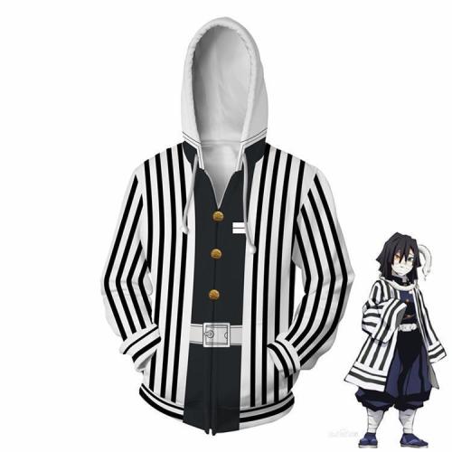 Demon Slayer Anime Iguro Obanai Cosplay Unisex 3D Printed Hoodie Sweatshirt Jacket With Zipper