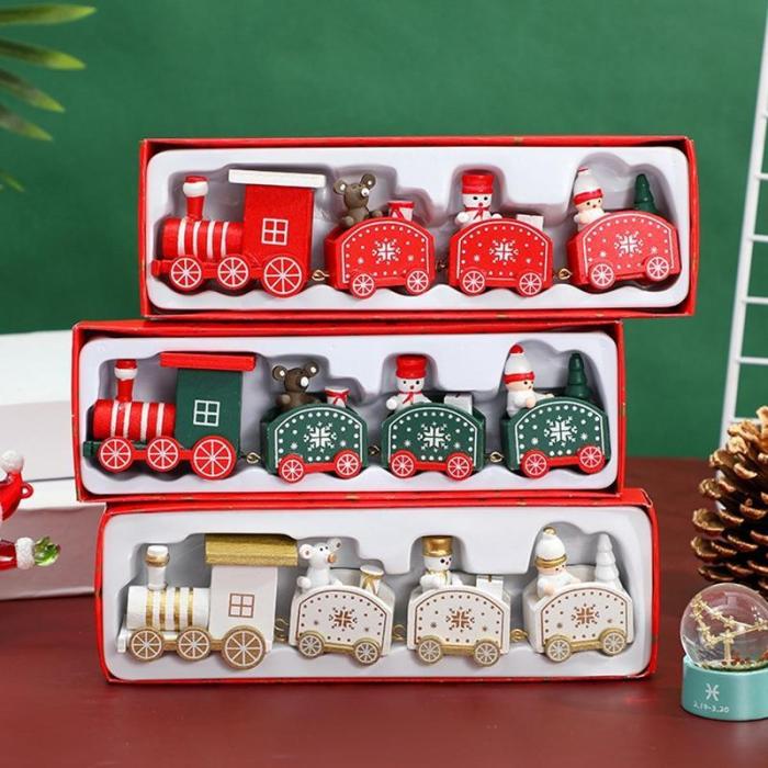 Little Train Wooden Christmas Decorations For Home Xmas Decor Christmas   Year  Christmas Ornaments Christmas Noel