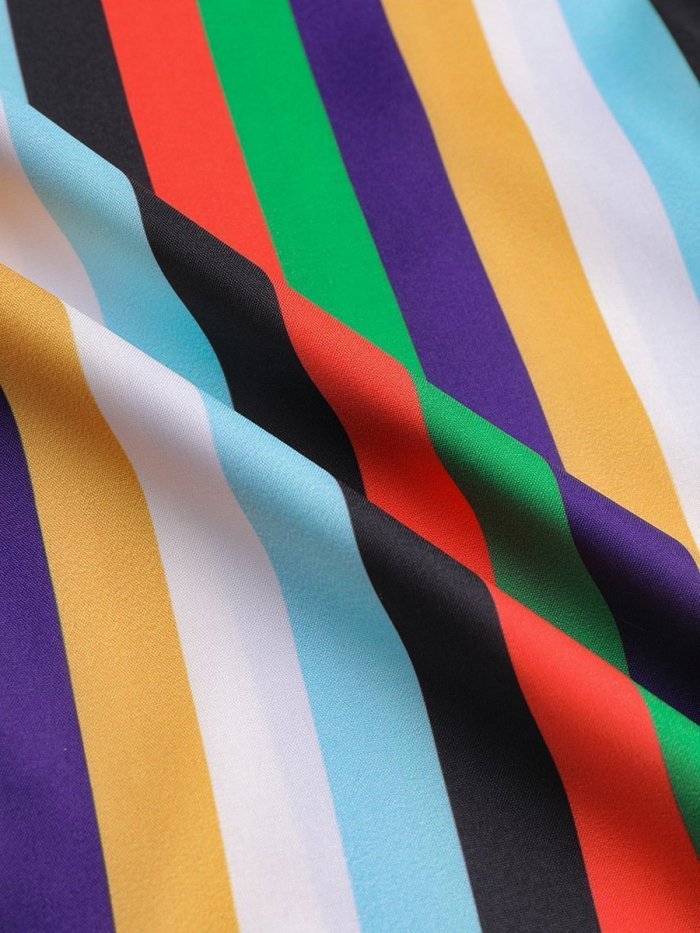 Cool Rainbow Striped Patch Pocket Shirts