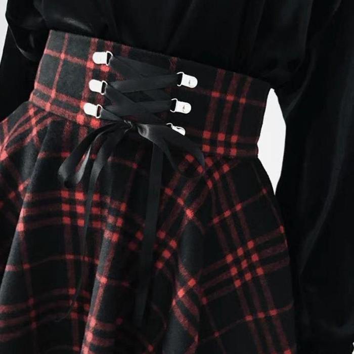 Red Plaid Skirt (Up To 4Xl)