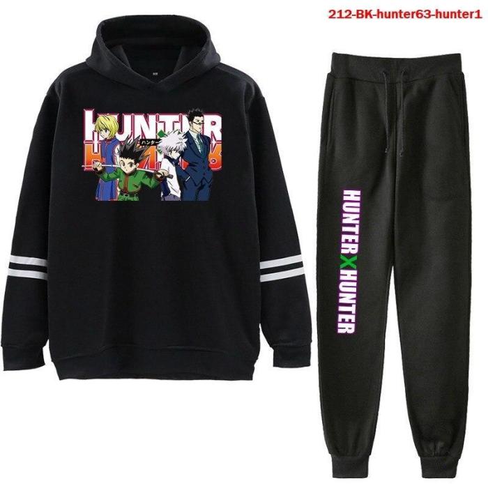 2Pcs/Set Casual Fleece Tracksuit Hunter X Hunter Oversize Hooded Hoodie Suit With Sport Pant