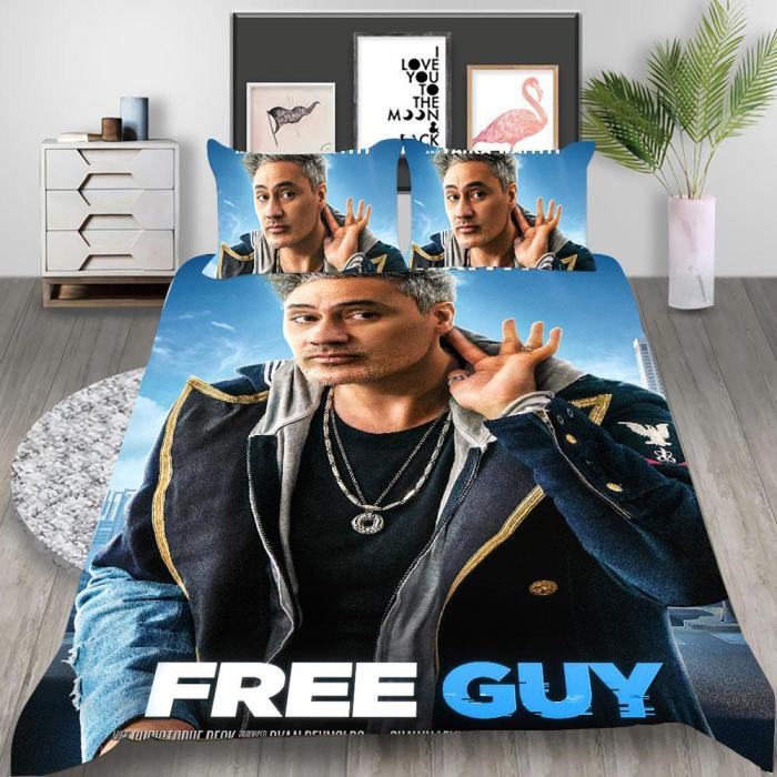 Free Guy Cosplay Bedding Set Duvet Cover Pillowcases Halloween Home Decor