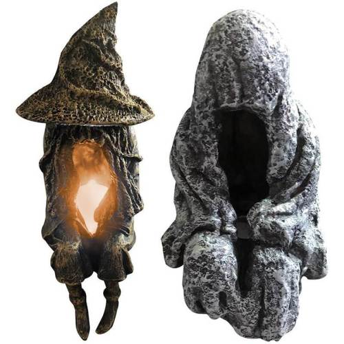 Witch Ghoul Ghost Statue Led Lamp Garden Ornaments For Halloween